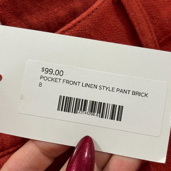 Anthropologie See U Soon Linen Blend Pants 42 (32W)  Wide Leg‎ Orange NWT Womens - Picture 5 of 11